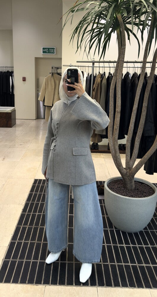 Woolen Belted Loop Blazer