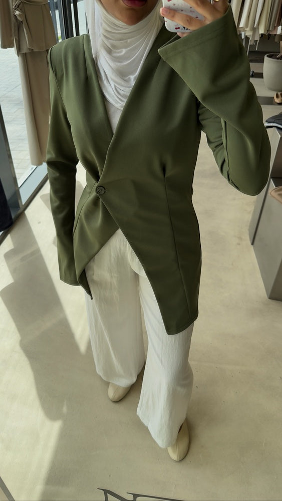 Asymmetrical One Button Blazer