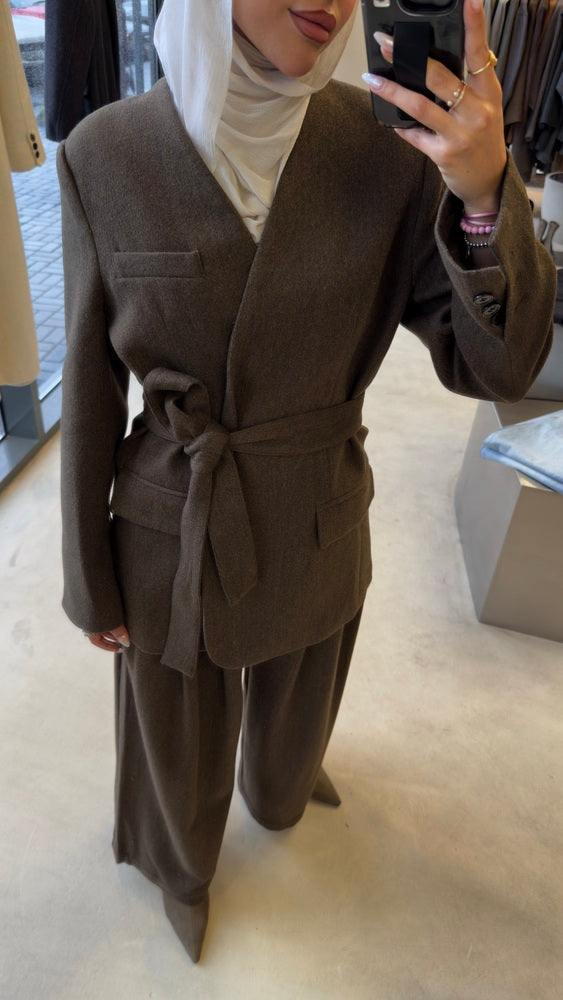 Belted Woolen Suit