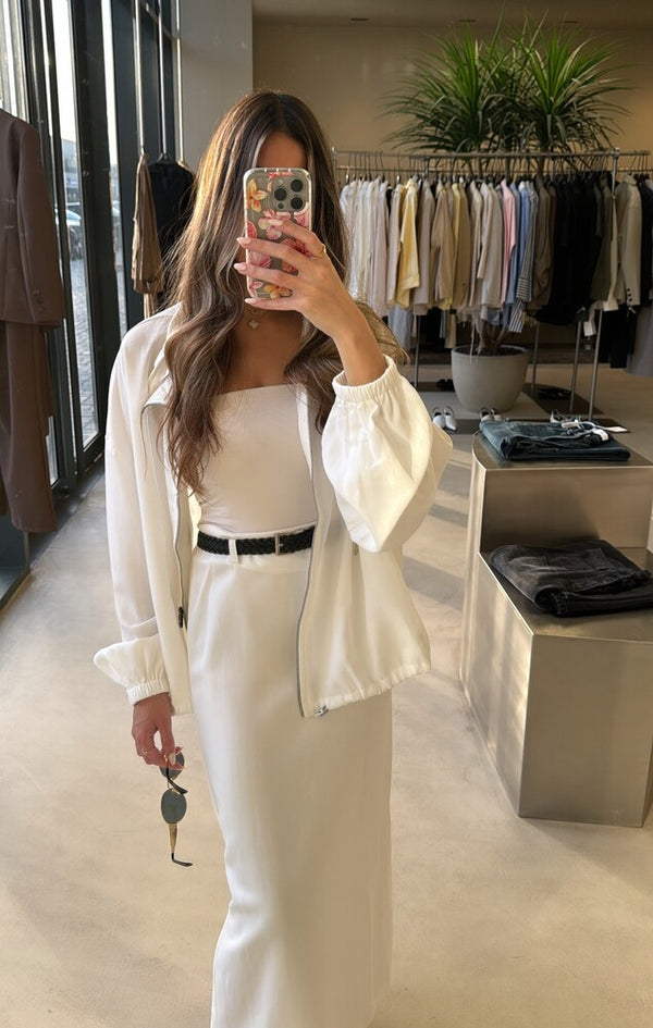 Belted Skirt Set w/ Full Zipper Top
