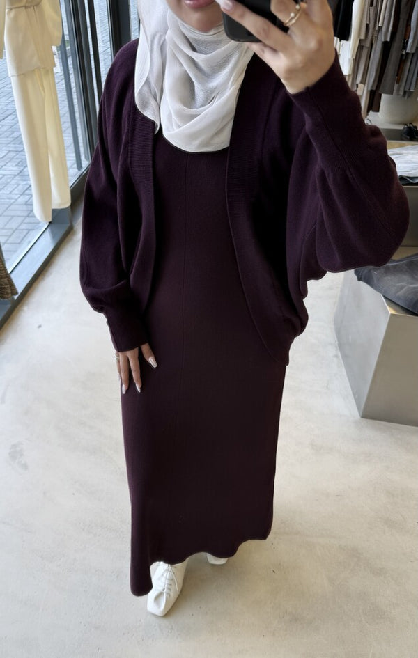Knitted Batwing Sleeve  + Dress 2PC Set