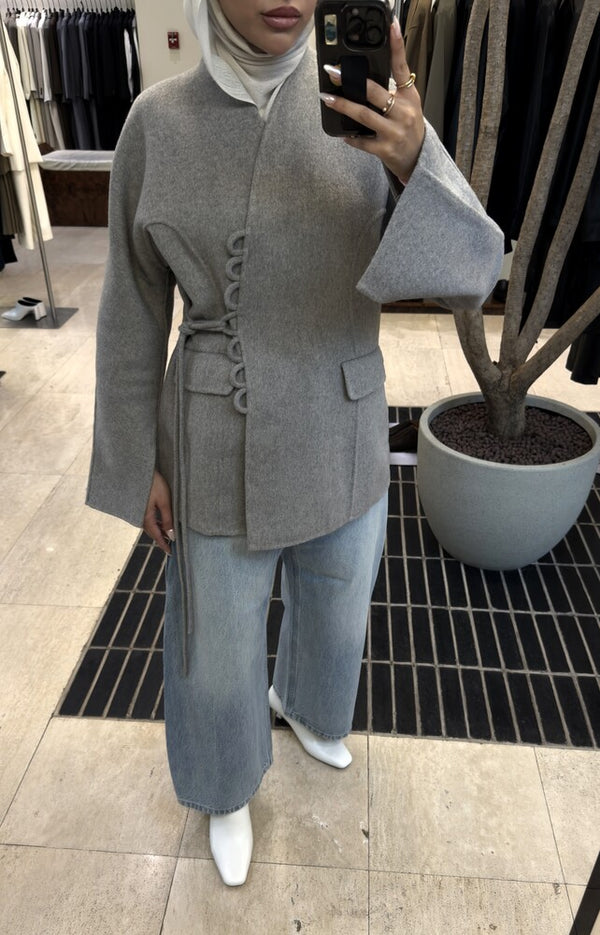 Woolen Belted Loop Blazer