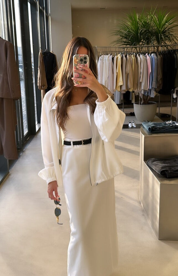 Belted Skirt Set w/ Full Zipper Top