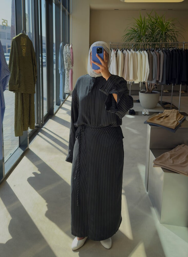 Striped Wrap Skirt Set