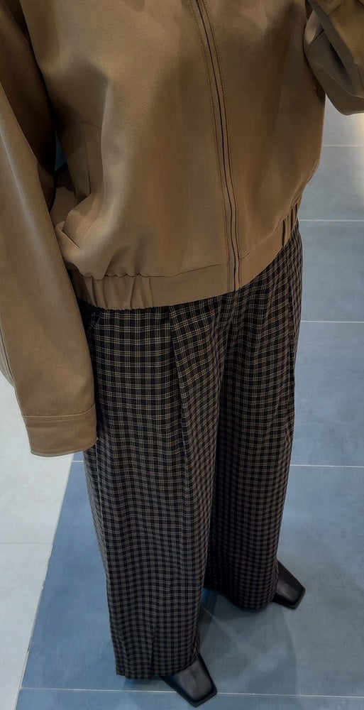 Checkered Collar Short Jacket Set