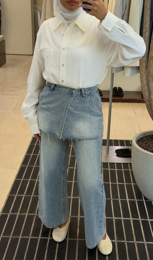 Matching Denim Skirt Pants Set