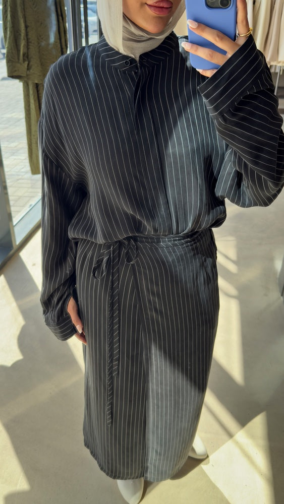 Striped Wrap Skirt Set