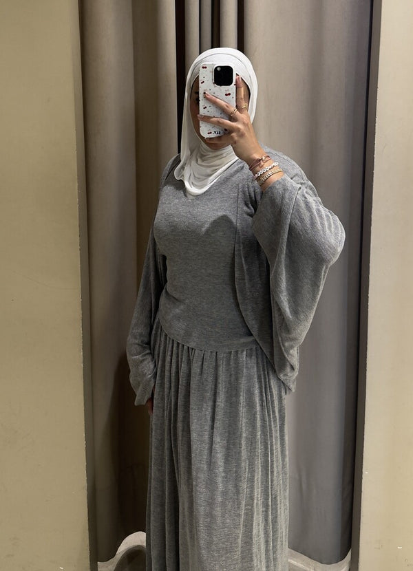 3PC Open Fronted Cardigan Skirt  Set