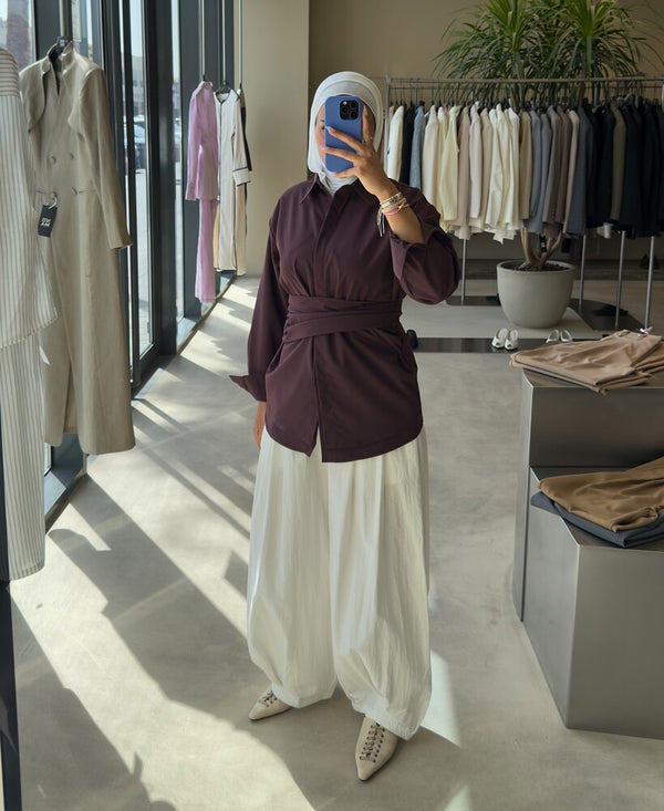 Wrap Cinched Peplum Shirt