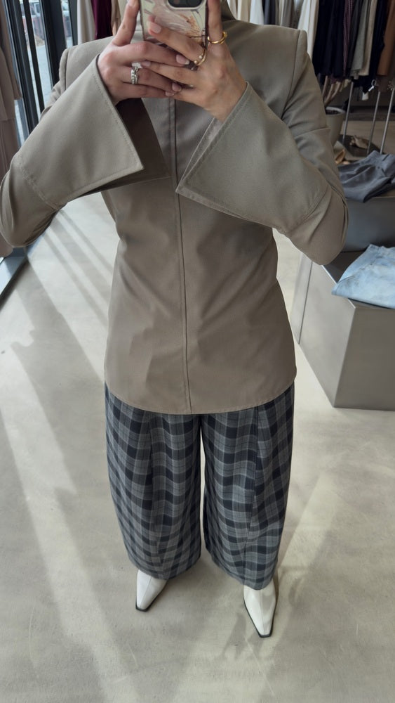 High-neck Belted Shirt