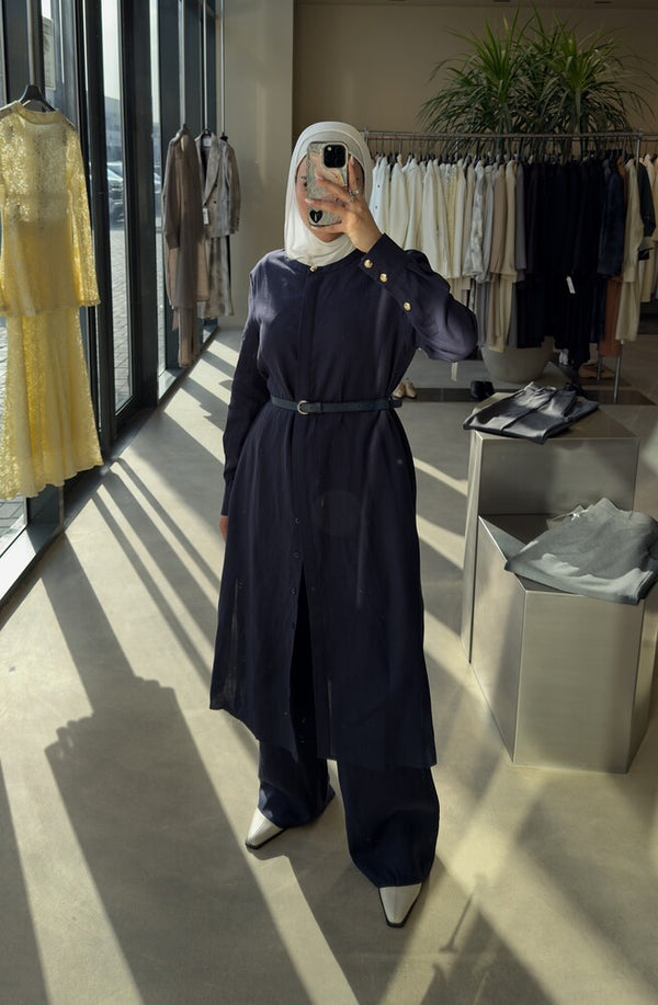 Linen Long Shirt + Pants Set