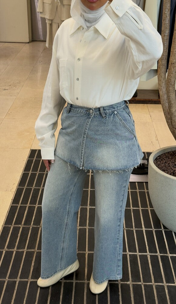 Matching Denim Skirt Pants Set