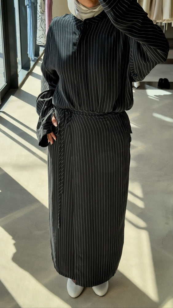 Striped Wrap Skirt Set