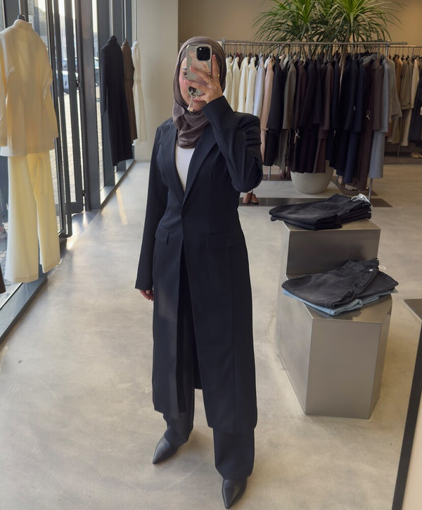 One Button Long Blazer w/ Pants Set