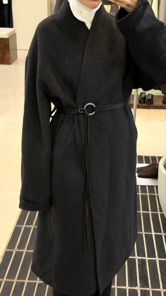Woolen Coat W/ black  Stitched Pattern Belt