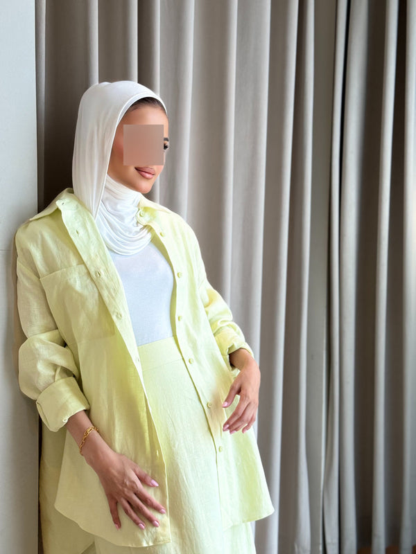 Linen Shirt and Long Skirt 2PC Set  مجموعة الكتان