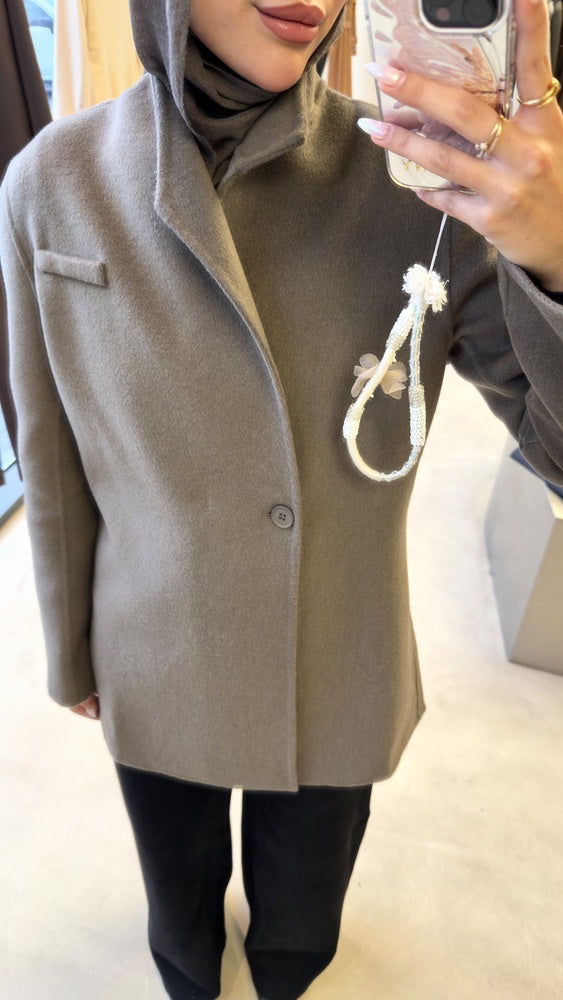 Side One-Button Woolen BlazerX
