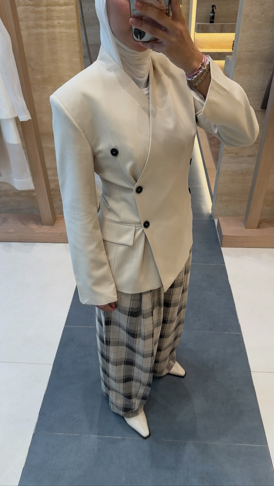 Asymmetrical Wrap Buttoned Blazer