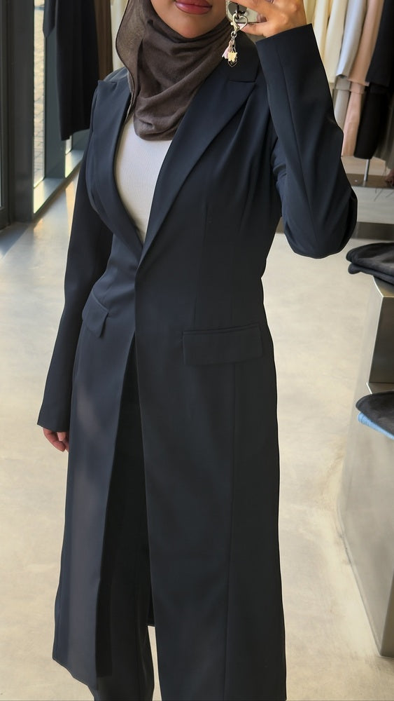 One Button Long Blazer w/ Pants Set