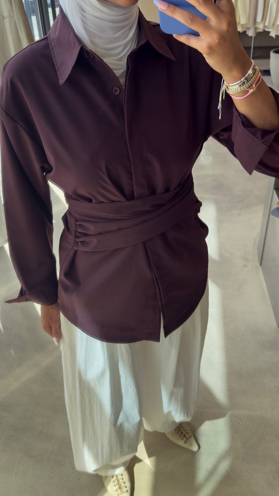 Wrap Cinched Peplum Shirt