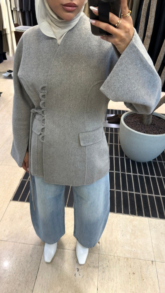 Woolen Belted Loop Blazer