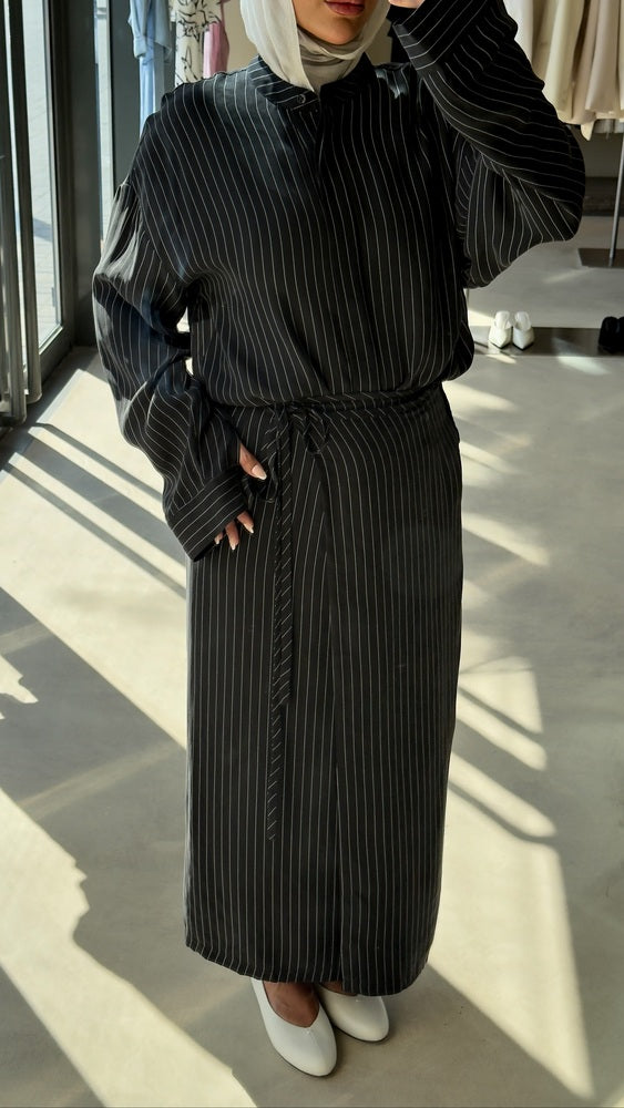 Striped Wrap Skirt Set