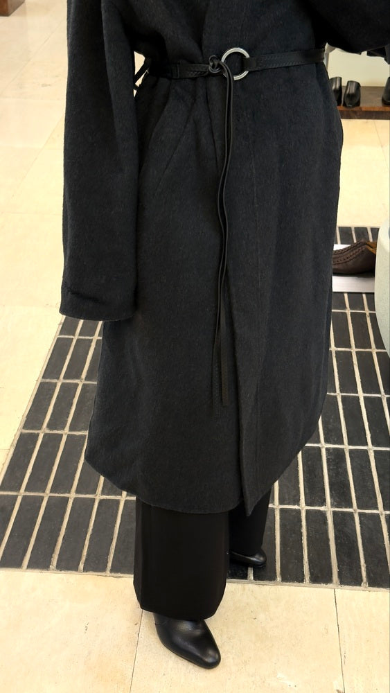 Woolen Coat W/ black  Stitched Pattern Belt