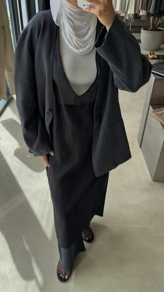 Blazer Sleeveless Long Shirt Set