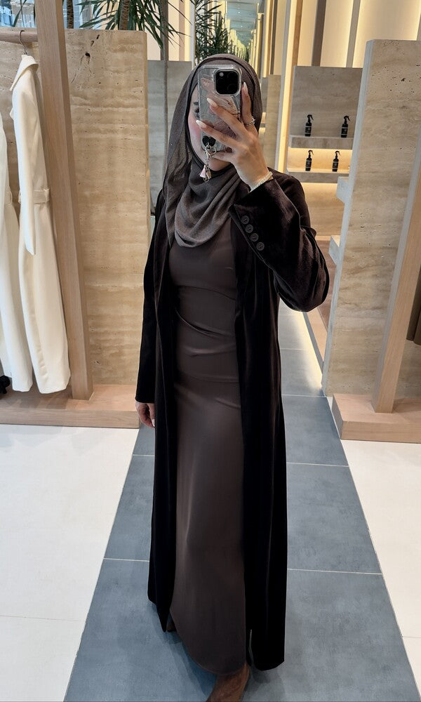 Velvet 2-in-1 Long Blazer w/ Satin Dress Set