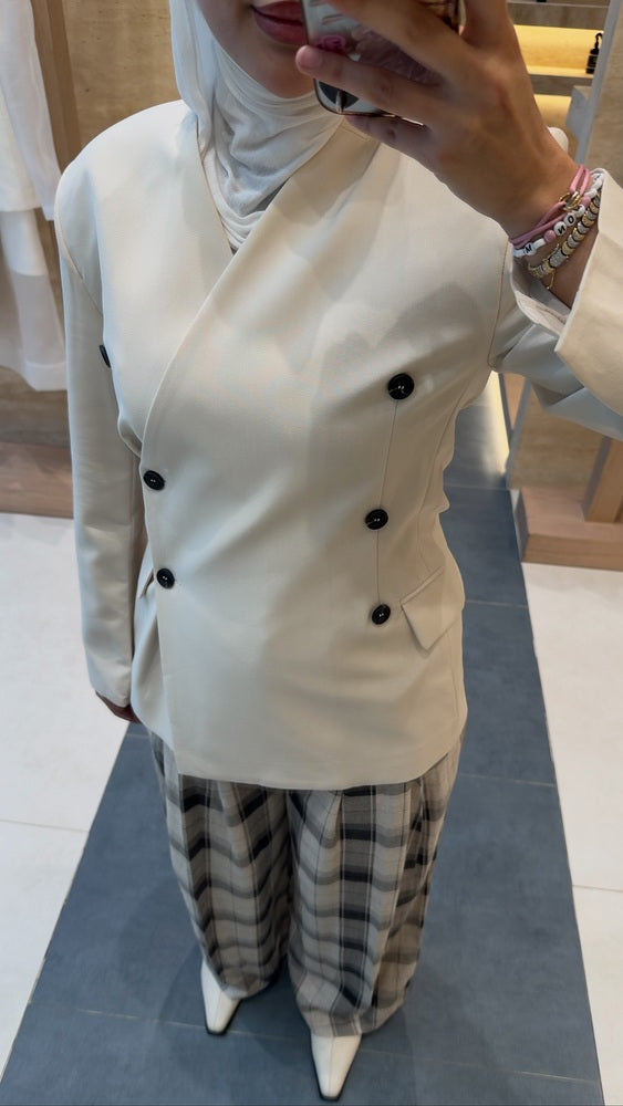 Asymmetrical Wrap Buttoned Blazer