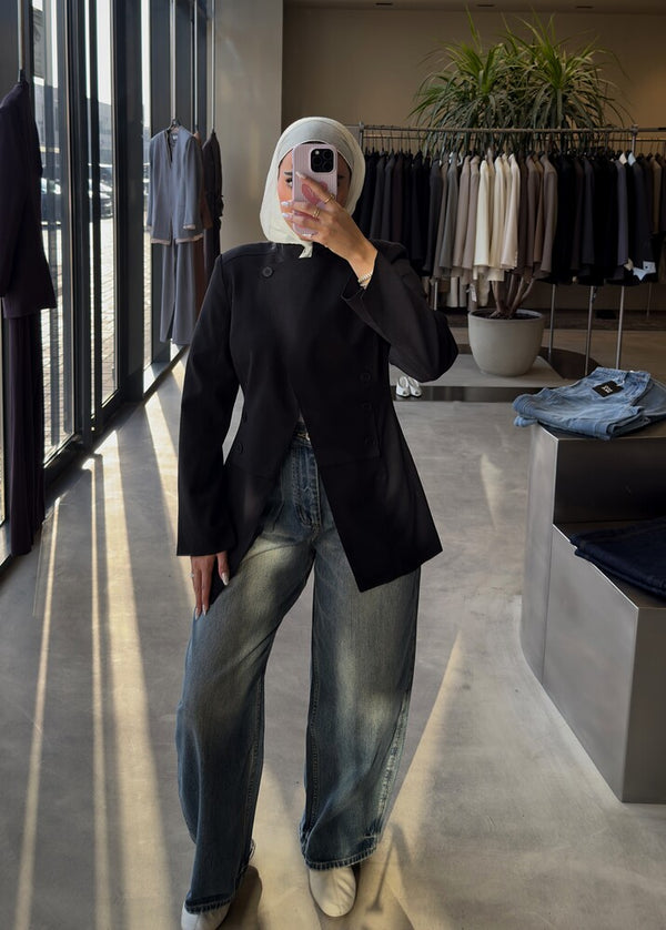 Sleek Mandarin Collar Blazer