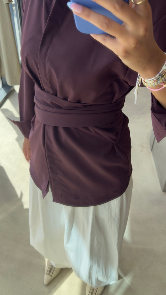 Wrap Cinched Peplum Shirt