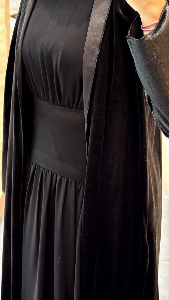 Waistband Satin Inner Velvet Kaftan Set