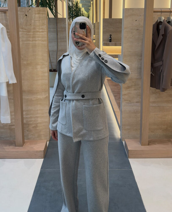 Cape Blazer Trouser Set w/ Belt
