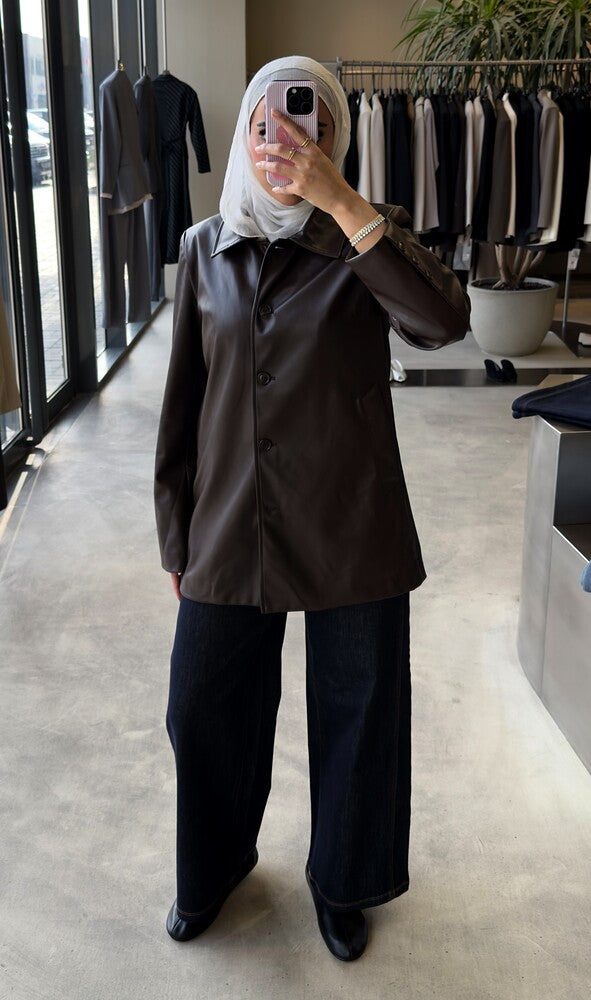 Button-down Leather Jacket