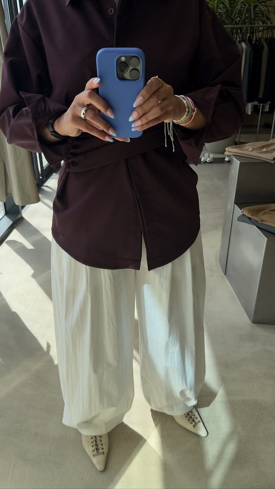 Wrap Cinched Peplum Shirt