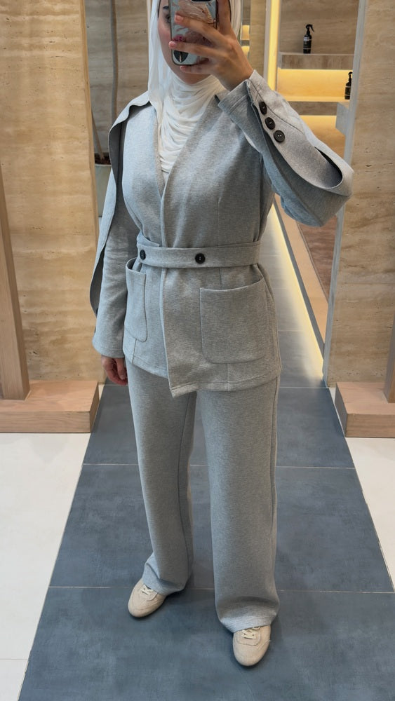 Cape Blazer Trouser Set w/ Belt