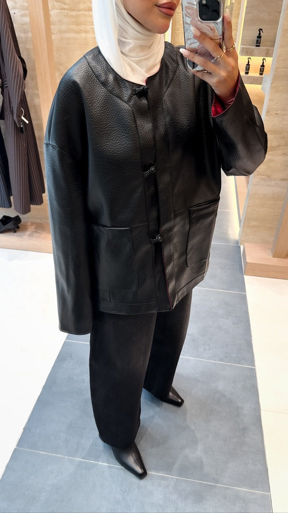 Undercolor Red Leather Jacket