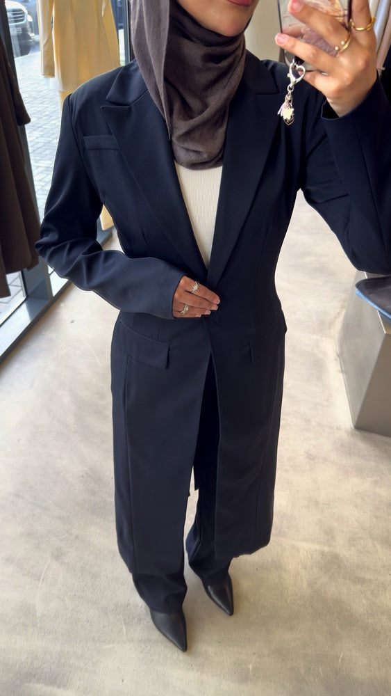 One Button Long Blazer w/ Pants Set