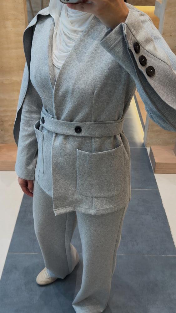 Cape Blazer Trouser Set w/ Belt