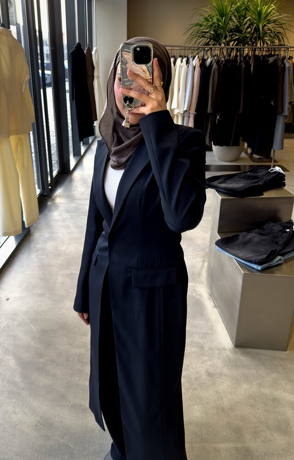 One Button Long Blazer w/ Pants Set