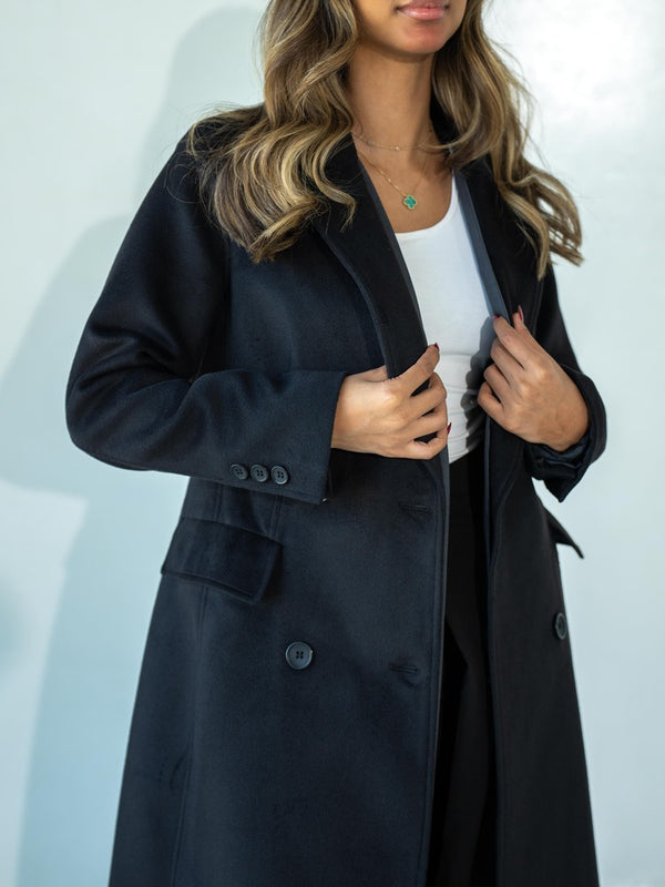 Split Back Hem Woolen Overcoatالسترات الخارجية / البليزرات الطويلة