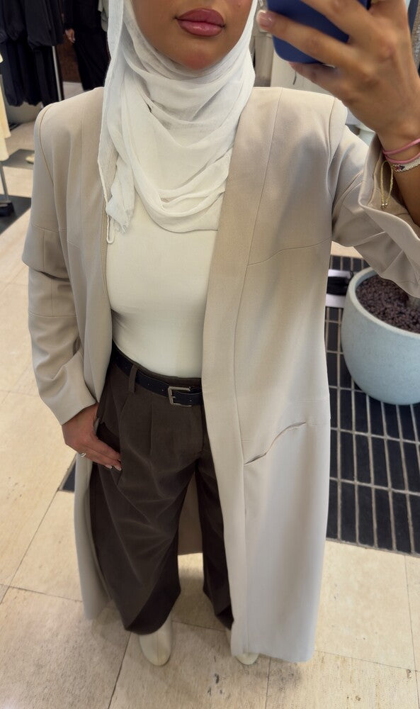 Long Open-Front Blazer