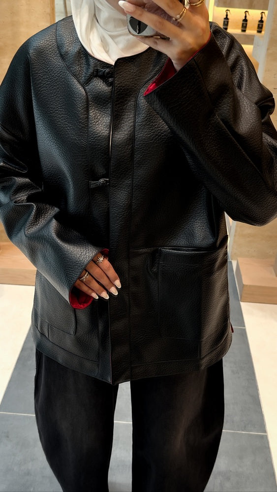 Undercolor Red Leather Jacket