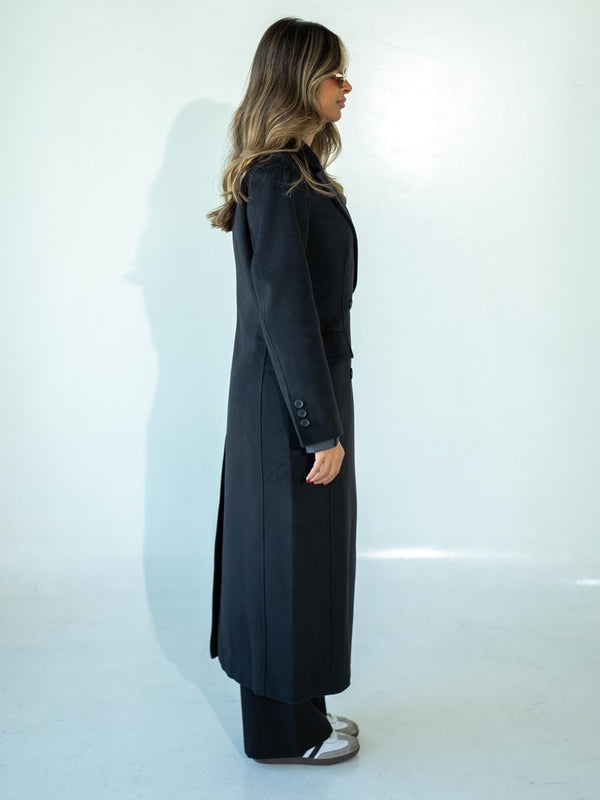 Split Back Hem Woolen Overcoatالسترات الخارجية / البليزرات الطويلة