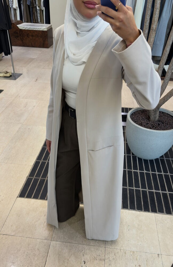 Long Open-Front Blazer