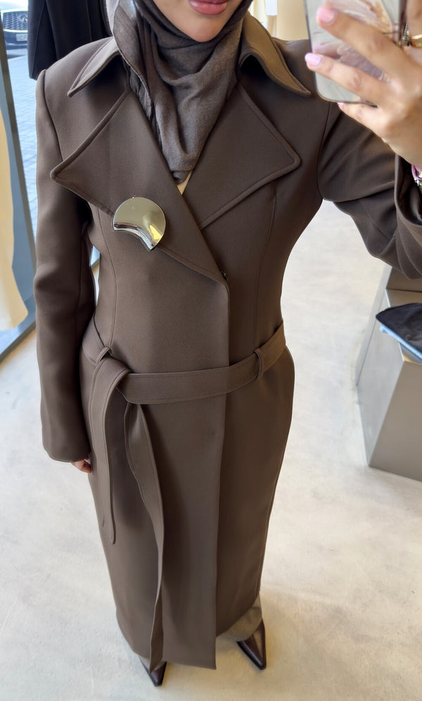 Waisted Metal Snap Belted Coat