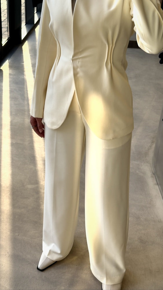 Waist Gathered Collarless Set