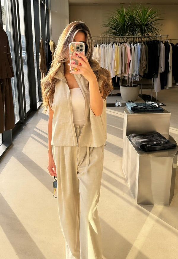 Zippered Sleeveless Top+ Pants Set