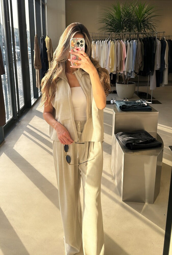 Zippered Sleeveless Top+ Pants Set